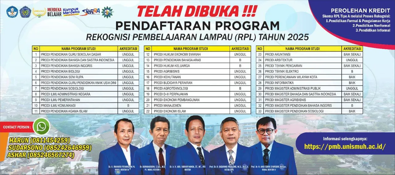 Unismuh Makassar Buka Pendaftaran Mahasiswa Baru Melalui Skema Rekognisi Pembelajaran Lampau