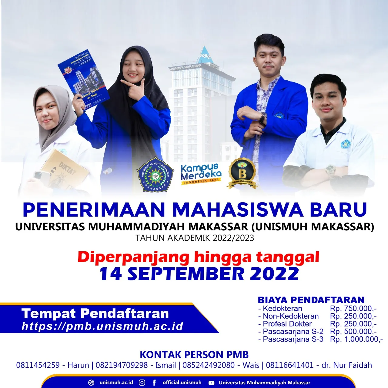 Unismuh Makassar Perpanjang Penerimaan Mahasiswa Baru Hingga 14 September 2022